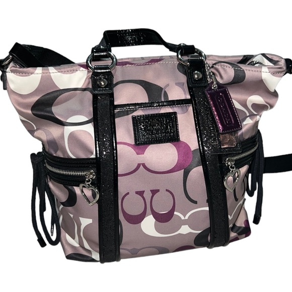 Coach Handbags - Coach F22962 Poppy Sequin Spotlight Tote Shoulder Bag Purple Black